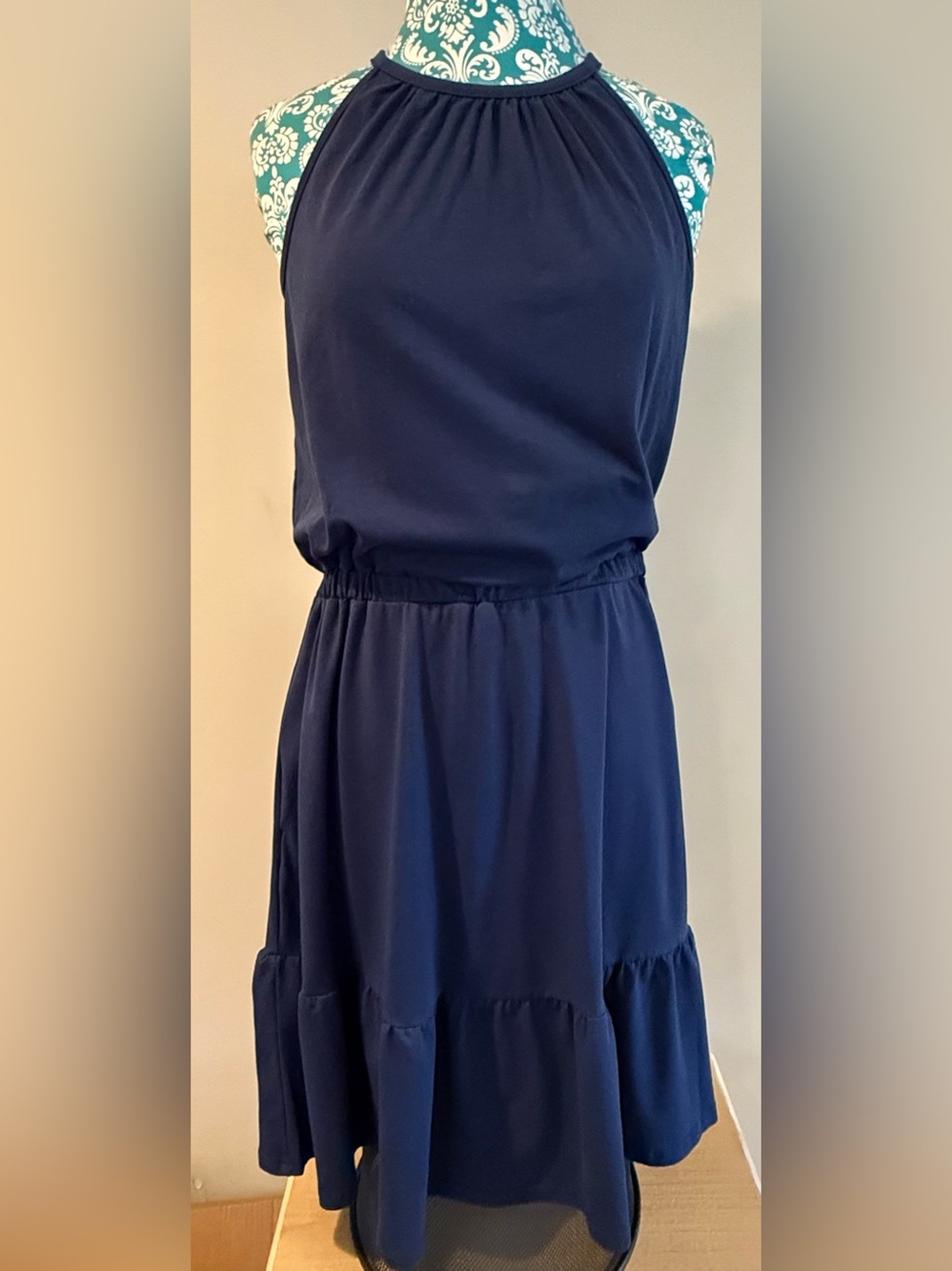 Super Cute Women's Navy Halter Tiered Dress